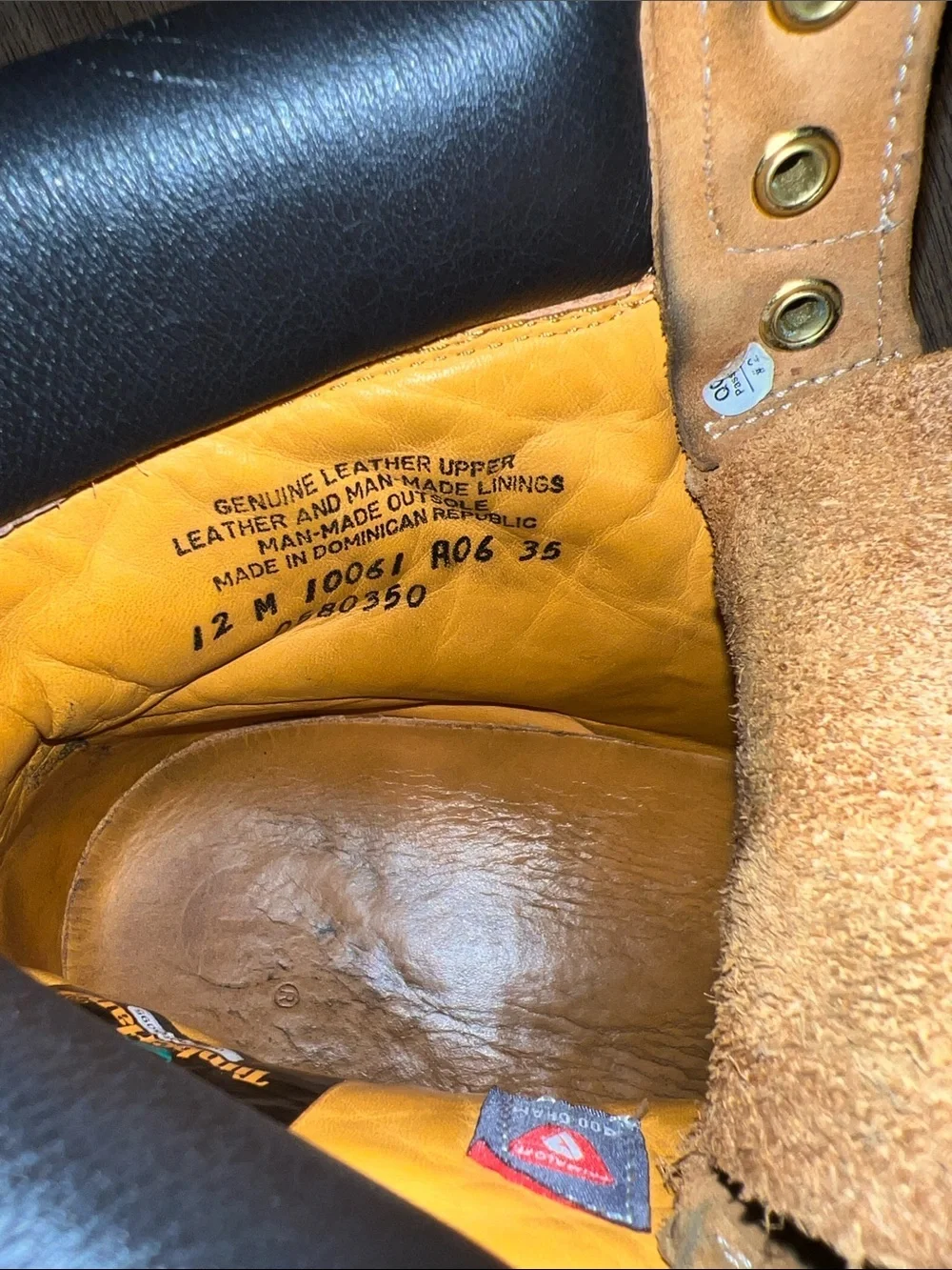 Timberland Wheat/Tan Men's Leather Work Boots with Yellow Lining